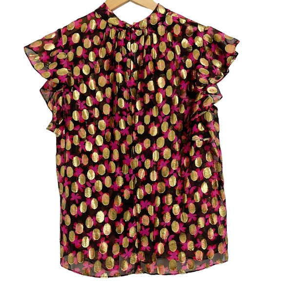 Milly of NY Black, Gold Lurex and Pink Top - Picture 3 of 10